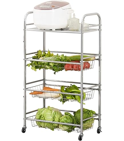 ステンレスワゴン 3段 キャスター付き キッチンワゴン 90cm Amazon.co.jp: ステンレスワゴン 3段 キャスター付き キッチン