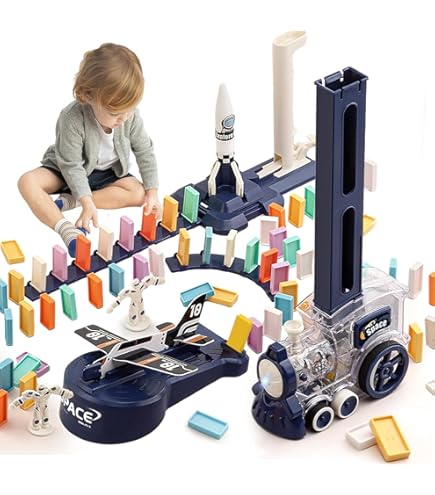 Domino Zug Spielzeug 80 Teile - Automatischer Domino Train Mit Licht