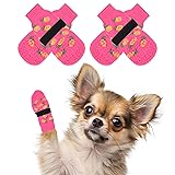 BINGPET 犬 靴下 ペット用靴下 滑り止め 4個セット 肉球保護 犬用靴下 防滑ソックス 柔らかい 脱げない かわいい 転倒防止 室内履き 通気性 老犬 介護サポート 足舐め防止 かわいい おしゃれ 小型犬 中型犬 大型犬 犬靴下 (パイナップル,S)
