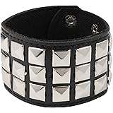 Skeleteen Punk Leather Stud Bracelet - Leather Cuff Biker Bracelet with Studs for Men, Women and Kids