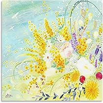 garden＊4号サイズ　絵画　原画　風景画　春　花　ミモザ　菜の花　桜 garden＊4号サイズ 絵画 原画 風景画 春 花 ミモザ 菜の花 桜
