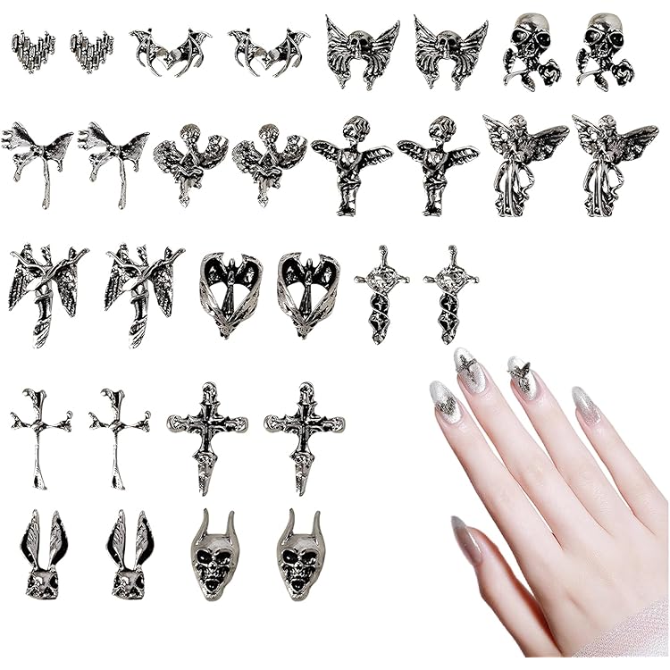 Amazon | ネイルパーツ レトロパンクネイルアートジュエリー、3Dネイル