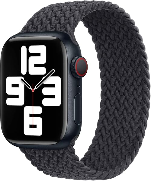 コンパチブル apple watch バンド ブレイデッドソロループ 柔らかいシリコーン糸混紡リサイクルヤーン素材 ステンレス留め具 apple watch ultra3/ultra2/ultra/10/9/8/7/6/5/4/3/2/1/SE対応 通気性 38mm/40mm/41mm 42mm/44mm/45mm/46mm/49mm スポーツバンド - 1