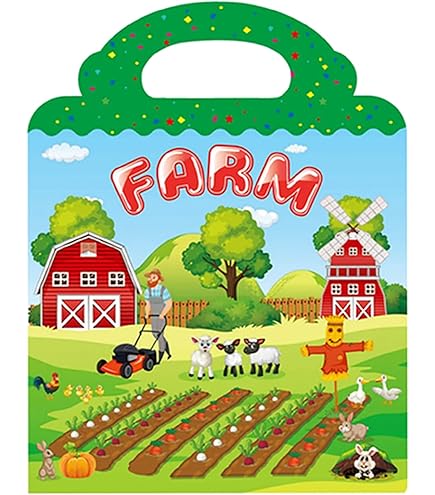 Reusable Farm Animal Sticker Book - 35 Static Cling Stickers For Toddlers Educational Activity