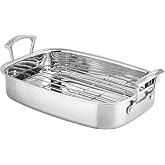 Scanpan Clad 5 Stainless Steel Induction Roasting Pan with Rack, 44 x 27x 13 cm, 5-Layer Construction, Induction Stove Top Co