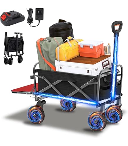 Amazon.co.jp: 電動キャリーワゴン 坂道運搬 軽量 100L 大型タイヤ