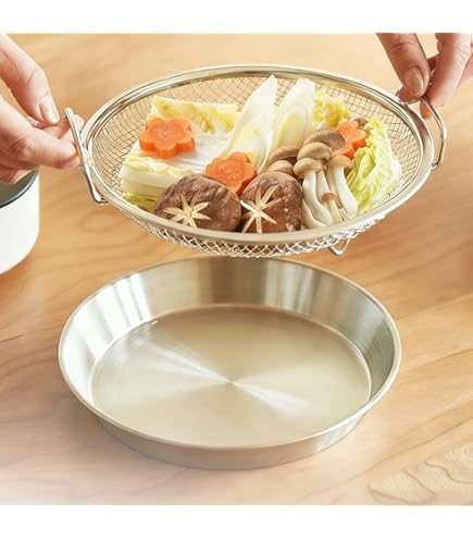 特大☆☆本格かご2点セット Amazon.co.jp: ZQSMYXGS 蒸しざる 蒸しかご 2点セット ステンレス 蒸し