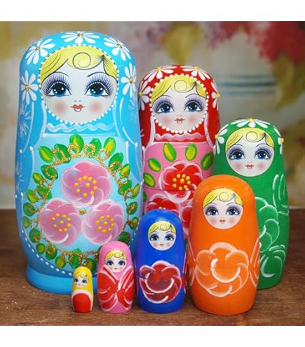 Amazon | セミョーノフ産 マトリョーシカ 7個組 伝統柄 赤 [ロシア