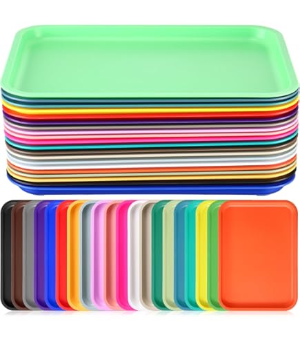 Mifoci 24 Pcs Plastic Fast Food Tray Bulk Restaurant Serving Tray 14 X 11 Inch Rectangular Cafeteria Food Trays Non Slip Waiter Serving Platter For Kitchen Restaurant Cafe Bar Hotel Home(Navy Blue - View #6
