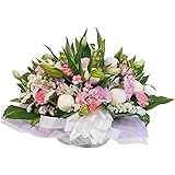 花由 お供え生花アレンジ ユリ入り Lサイズ 横長 ピンク系