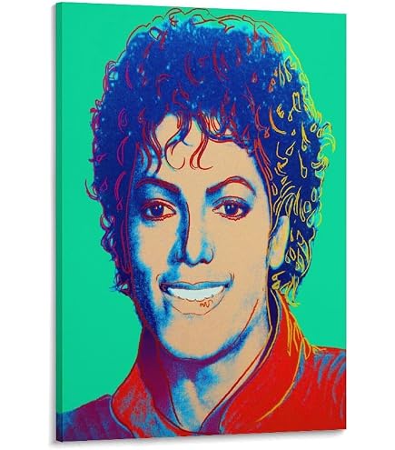 人物画　油絵　アンディ・ウォーホル　「マイケルジャクソン」　F6額付き　手描き Amazon.co.jp: 画家 芸術家アンディ・ウォーホル ウシ版画3マイケル