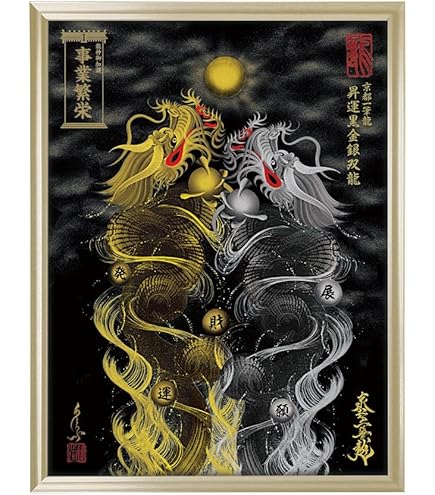 Amazon.co.jp: 開運パワーアート 金運 黄金龍鱗 絵画 龍 エネルギー