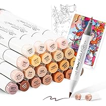 Amazon | Ohuhu マーカーペン 筆タイプ 24色25本 肌色系 プロ愛用