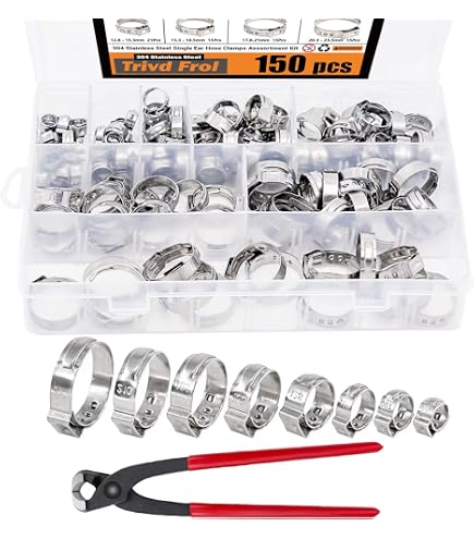 Litoexpe 50 Pcs Single Ear Hose Clamp 12.8mm-15.3mm, Hose