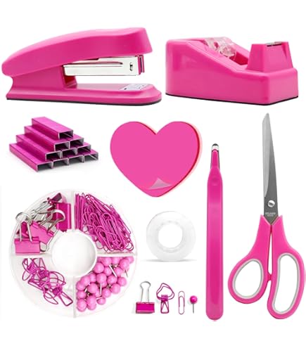 thumbnail image 2 of 10-Piece Bling Office Supplies Set - Crystal Desk Accessories Kit With Stapler, Scissors & More (Pink) 2 of 9