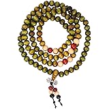 Mandala Crafts 木製マーラービーズネックレス ジャパマーラービーズ108ネックレス 108マラビーズブレスレット マラ数珠ネックレス 男女兼用 マーラー瞑想ビーズ