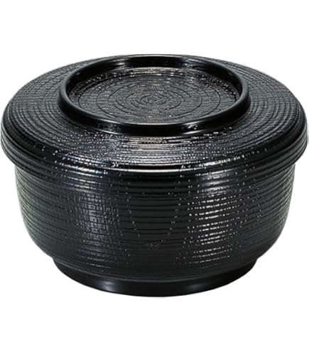 Amazon｜お椀 割子飯器黒内朱塗 [13.4φ x 8cm ・内寸12.1φ x 6cm] ABS