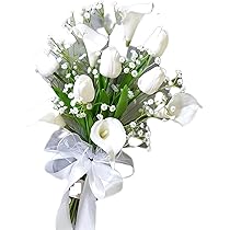 miセット　スワッグブーケL・ブートニア・ヘッドドレスM Amazon｜日本製 結婚式43*33cm ブーケ ブートニア セット