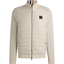 BOSS アイボリー パデッドジャケット BOSS - ミックスマテリアル ジャケット パデッドフロント - ナチュラル