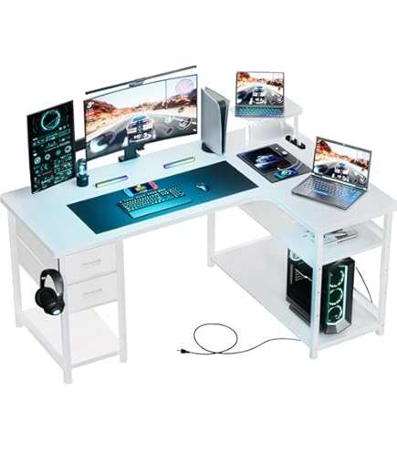 Amazon.co.jp: GTRACING ゲーミングデスク パソコンデスク L字