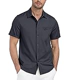 [YIRUIYA] メンズ 半袖 ワイシャツ 夏 おしゃれ ボタンダウン シャツ カジュアルシャツ 柔らかい 通気性 シンプル 無地 Mサイズ オフィス 旅行
