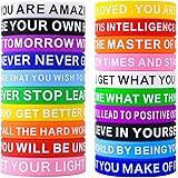 SlocciPro Motivational Quote Rubber Wristbands Colored Inspirational Silicone Bracelets Stretch Unisex Wristbands for Men Wom