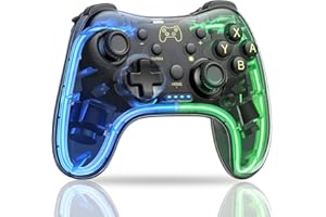 「2023新型」有機ELモデル対応 Switch コントローラー スイッチ コントローラー 3階段連射機能 無線 スイッチ プロコン Switch/switch lite/Switch Oled に適用 RGBライト ジャイロセンサー搭載 4つレベル