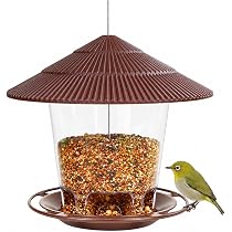 Amazon | バードフィーダー 野鳥用 餌台 屋根付き 自動給餌 約1kg 大