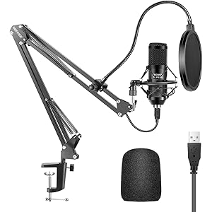 Neewer USBマイクキット 192KHZ/24BIT プラグアンドプレイ コンピューターカーディオイドマイク ポッ…