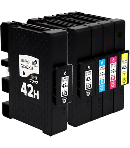 Amazon.co.jp: RICOH(リコー)用 GC42 4色セット Mサイズ 互換