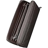 [Alivern] 財布 メンズ 長財布 本革 YKKファスナー スキミング 防止 カード収納 お札 小銭入れ 通帳ポケット 一流の革職人が作る スタイリッシュ 大容量 サイフ ビジネス 牛革 紳士用 金運 焦茶