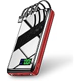 モバイルバッテリー 大容量 【50000mAh & 22.5W/PD18W 急速充電】 4種類ケーブル内蔵 6台同時充電 PD&QC3.0対応 スマホ充電器 携帯充電器 Type-c入出力ポート LCD残量表示 高輝度LEDライト付き PSE認証済 