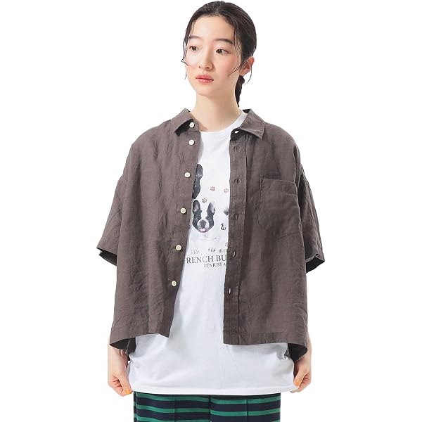 Amazon.co.jp: [ビームスボーイ] S/Sシャツ コットン リネン フリル 