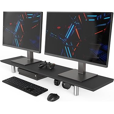 【新品】デスクトップラック 高さ調整可能 パソコンスタンド ブラック モニタースタンド 高さ調整可能 モニター台 姿勢改善 パソコン台