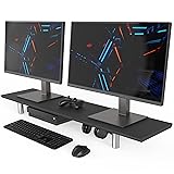 Fenge モニター台 机上台パソコン台 机上ラック 幅100cm 木製天板 高さ調整可能デスクトップ用 机上 モニタースタンド 机上台 pcモニター台 パソコンラック 卓上 収納 整理整頓 ブラックG04E1102B