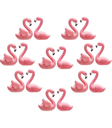 PEGZOS Mini-Flamingos Set Mit 4 Figuren & Stäben – Harz-Deko Für Blumentöpfe, Feengärten & Tropische Themen