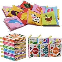 Dr.Rapeti 赤ちゃん布絵本 ベビーおもちゃ 日本語 イングリッシュ 二ヶ国語 6冊セット カシャカシャ音出る 鳴る笛 柔らかい 洗える お風呂に入れる 早期知育玩具 育児サポート 出産祝い プレゼント 幼児向け