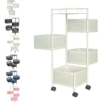 Amazon.co.jp: Fkstyle 【組立不要・270°回転式】キッチンワゴン 4段