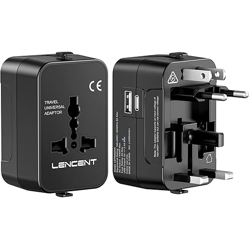 LENCENT Universal Travel Adaptor, All-in-One International Power Adapter, Worldwide Travel Charger for US, Japan, UK, EU, Chi