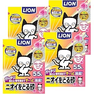 【Amazon.co.jp限定】 ニオイをとる砂 猫砂 フローラルソープ 5.5Lx4 (ケース販売)