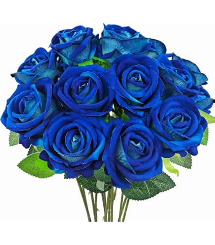 Amazon｜Kesote 造花 バラ 手作り ローズ 薔薇 花のみ ブルー 50個 4