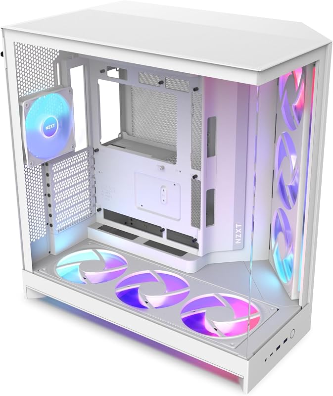 NZXT H9 Flow RGB+ (2025) デュアルチャンバー RGBファン&コントロールハブ搭載 ミドルタワー型PCケース ホワイト CM-H92FW-P1 CS9293