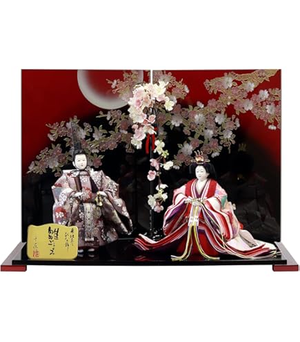 Amazon | 雛人形 ひな人形 木目込五人飾り コンパクト 桜型飾り台 雛