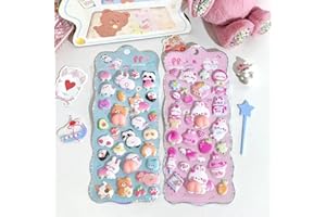 Yoiumicy おしりぷにぷにシール 3D立体ステッカー かわいい スマホケース飾り用 ポップシール 手帳用ステッカー ごほうび デコシール キラキラ 子供 女の子 DIY用 手帳・水筒・スマホケース・アルバム飾り用 (2枚セット-C)