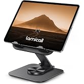 【15mm薄く収納】Lamicall タブレット スタンド : 360度回転ベース ipad スタンド 折りたたみ 18㎜厚さに対応 アルミニウ製 | 角度調節アーム たぶれっと すたんど 卓上 縦 横置き台 軽量 超薄 持ち運び 動画 ゲーム 生放