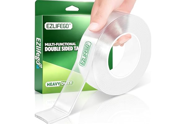 EZlifego Double Sided Tape Heavy Duty, Extra Large & Tough Adhesive Mounting Tape, Multipurpose Nano Tape Picture Hanging Strips, Removable Sticky Poster Tape for Walls Decor Carpet Tape(Clear,16.5FT)