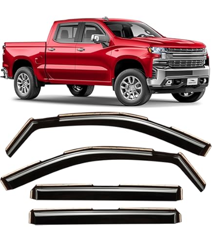 4PCS Black Window Vent Visors For 2019-2023 Silverado/Sierra 1500 Crew Cab