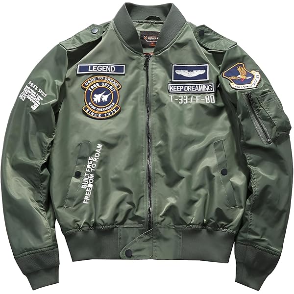 Amazon | メンズ MA-1 フライトジャケット ン厚手の刺繍入り野球