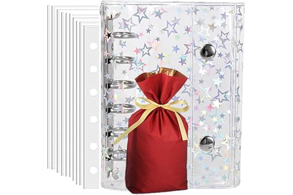 シール帳 A7 バインダー 女の子 はがせる 透明ファイル 3Dシール対応 バインダー＆シール台紙 3層構造 (A7 +星柄+ラッピング袋)