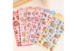 【6枚セット】3Dシール ぷくぷくシール 立体 ぷくぷくぷっくり かわいい Ninrikidy おしゃれ デコシール 女の子 貼り付け可能 手芸用品 携帯電話飾り用 手帳用 DIY用 日記帳用 手芸用品 貼り付け可能（Bセット）